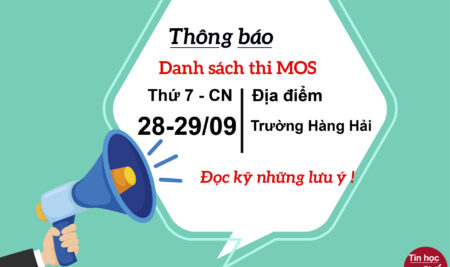 [Quan trọng] Thông báo danh sách thi MOS đợt thi ngày 28-29 tháng 9 năm 2024 tại trường đại học Hàng Hải